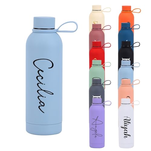 Botella De Agua Aislada Personalizada De 17 Oz, Termo De Acero Inoxidable Personalizado For Mantener Frío Y Caliente, Cantimplora Deportiva Doble Pared, Regalo For Familiares Y Amigos(Light blue)