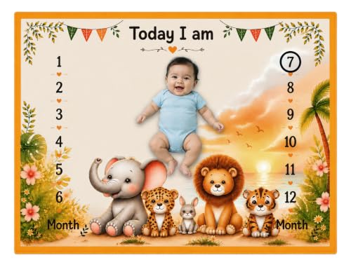 Image of NEW COMERS Milestone Baby Blanket for All Season Play Mat, Super Soft Foam | 3 Layer Thick Mat Blankets for Kids /New Born Monthly Photoshoot