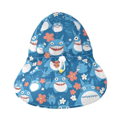 Toddlers Boys Girls Sun Hats Baby Boys' Bucket Hat Baby Girls' UPF 50+ Protection Neck Flap Traveling Swim Hat Cute Monster Blue3