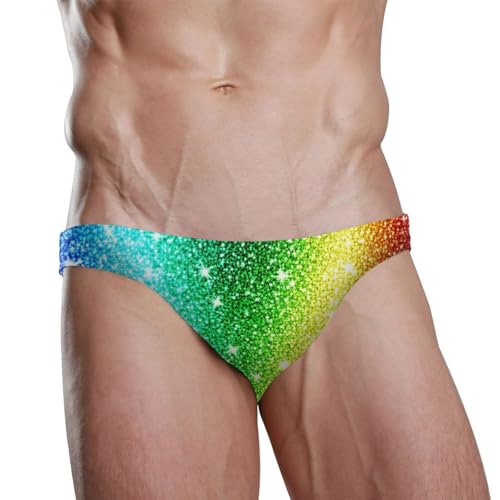 Men's Rainbow Glitter Swim Briefs Bikini Swimsuit S 202c14012
