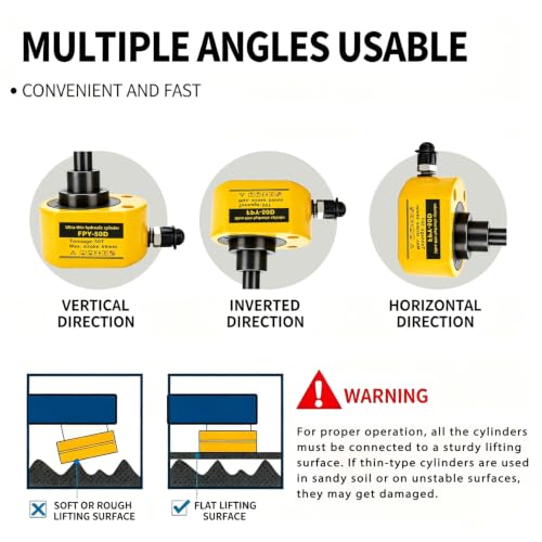 Image of Jooptoolwook 50T Multi-Section Low Profile Hydraulic Ram Jack, 2.59 inch Stroke Portable Mini Hydraulic Lifting Cylinder for Machinery, Bridge & Construction Industry
