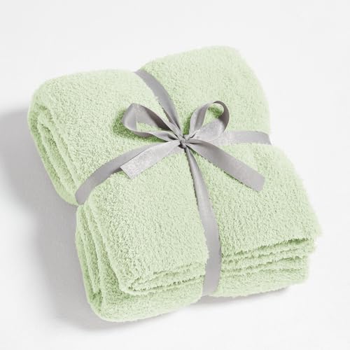 Image of CYMULA Knit Throw Blanket for Mint Green - Super Soft Lightweight Plush Fuzzy Fluffy Cozy Blankets and Throws for Sofa Bed, 60 x 80 inches