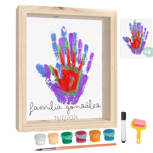 HuBorns - Kit Huellas Familia con Pinturas y Marco