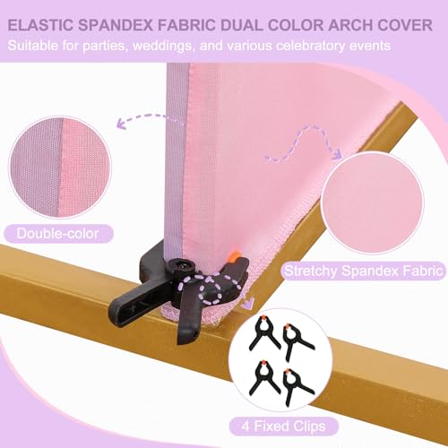 Image of Arch Backdrop Cover Set of 2(6ft /7.2ft) Double Color Wedding Arch Cover Spandex Fitted Arch Covers,Round Top Arch Backdrop Cover for Baby Shower Gender Reveal Boy or Girl Decoration (Pink&Blue)