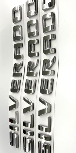 Image of 3PCS Badge Emblems for Silverado 2007-2020 for Silverado, Sierra, and Canyon - Fits 1500, 2500HD, and 3500HD Models (Chrome Silver)