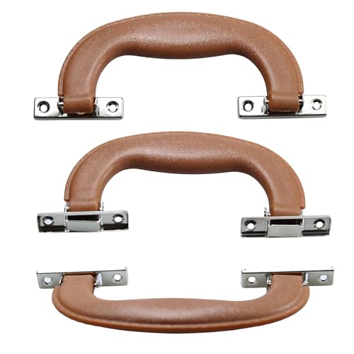 Image of 4Pcs 150mm Plastic Luggage Trunk Pull Handle, Brown Suitcase Side Holder Long Pull Handle, Replacement Handle for Travel Suitcase