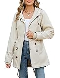 Vancavoo Chaqueta Entretiempo Mujer Parka Primavera Otoño Abrigo Verde Militar Acolchada Ligera Utilidad Cintura Alta Cordón Zip Up Capucha Cazadora,M