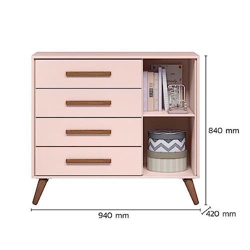 Cômoda Infantil Qencanto Retrô Qmovi Rosa