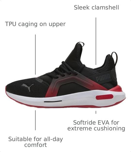 Image of PUMA Softride ENZO 5 Men's Sneaker, 9.5 D(M) US, Black-Red-Cool Dark Grey