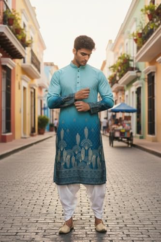 Image of Trustous Men's Printed Kurta Dhoti Set Traditional Ethnic Wear for Festivals & Weddings | Men's Stylish Printed Kurta with Dhoti Set | Traditional Indian Ethnic Wear for Men