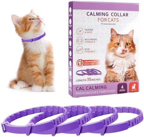 4 Piezas Collares Calmantes para Gatos con Feromonas Naturales, A...