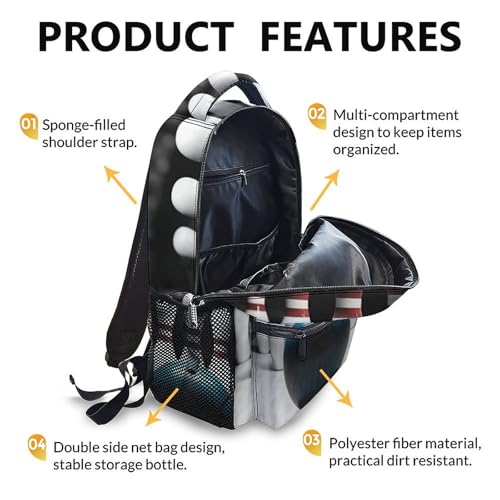 Kids Backpacks Boys, Personalized Bowling Bookbag, Kids Back to School Supplies, 17 Inch Leisure Schoolbag for Elementary Primary School Travel Camp3