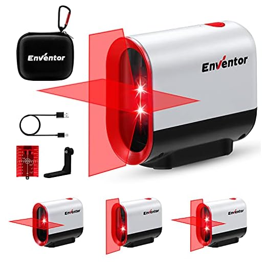 Nivel Láser Rojo de 35M, Nivel Láser Autonivelante ENVENTOR, 3 Modos(Autonivelación, Manual y de Pulso), Montaje Magnético de Base de 360°, Carga USB y Batería de Litio, IP54, Alta Precisione