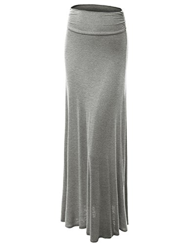Lock and Love LL WB296 Womens Lightweight Floor Length Maxi Skirt XXXL Heather_Grey