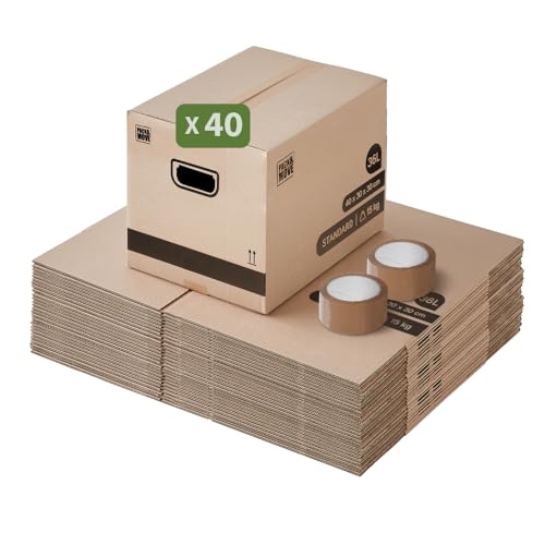 Confezione da 40 scatole per trasloco 36L - 40x30x30 cm - Made in France - 70% certificato FSC - Pack & Move