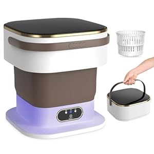 Draagbare wasmachine, 15L mini-wasmachine met centrifuge en 3 reinigingsstanden voor Kleine kleding, opvouwbare mini-wasmachine voor appartementen, studentenhuizen en campings (Kaki)