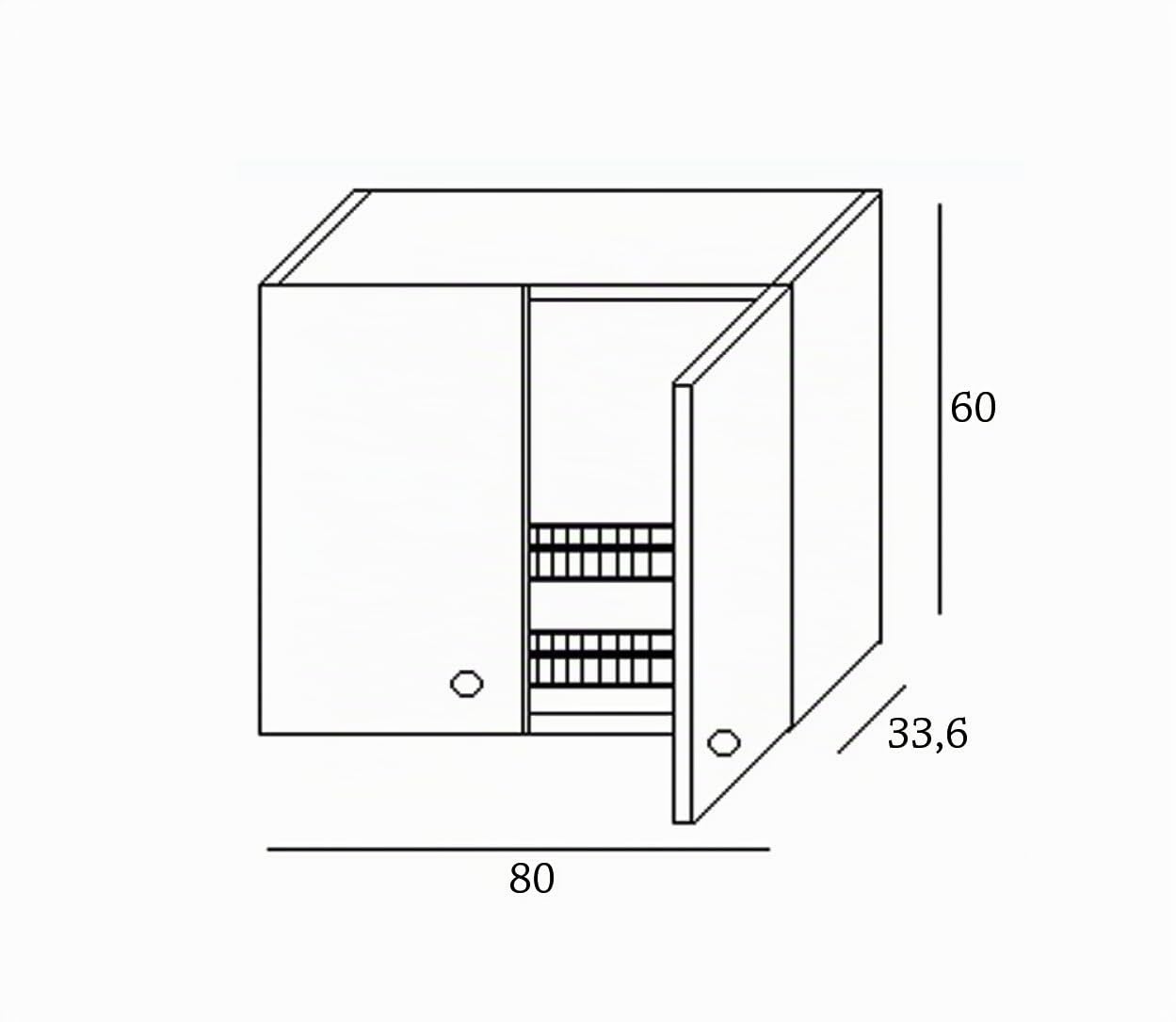 Arredobagno e Cucine Mobile scolapiatti armadietto pensile 80 per Cucina, 2 sportelli H.60, Rovere