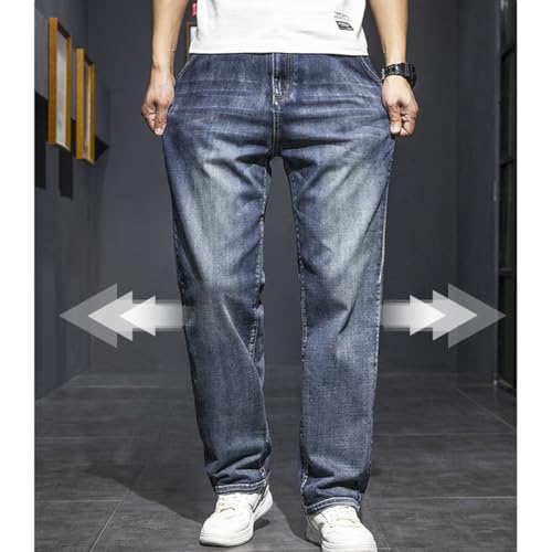 Mens Loose Fit Jeans Casual Thin and Light Summer Straight Leg Denim Pants 28-444