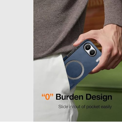 Image of KARWAN Shockproof Hybrid Leather Finish Back Case Cover Compatible with Oneplus Nord 4 with Wireless MagEaze Charging Cover, Anti-Scratch Shield Case with Strong Minimalist Design (Blue)