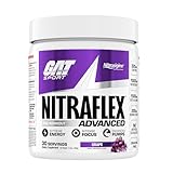 GAT - NITRAFLEX - Testosterone Boosting Powder, Increases Blood Flow, Boosts Strength and Energy, Improves Exercise Performance, Creatine-Free (Grape, 30 Servings)