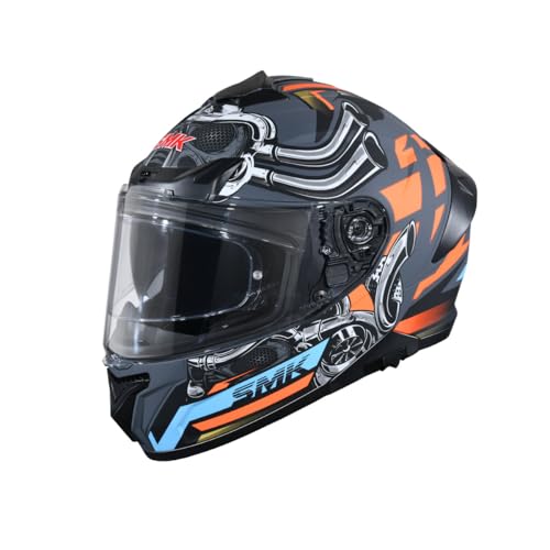Image of SMK Typhoon Motorhead ISI ECE & DOT Certified Full Face Dual Visor Helmet for Men and Women with Pinlock Fitted Clear Visor and Inner Sun Visor ( Grey - M )