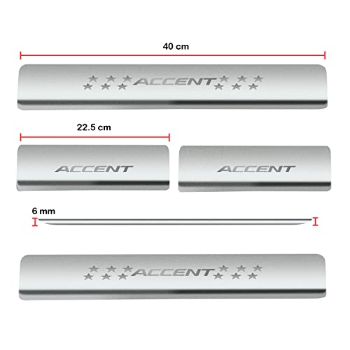 Image of Door Sill /Foot Step Stainless Steel Plates with Accent (Set of 4 Pcs)