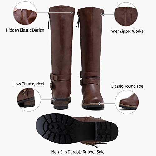 Jeossy Knee High Boots for Women, Classic Tall Riding Boots Low Heel with Inside Zipper Works and Outside Zip Decorative4
