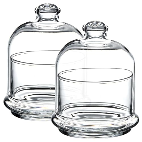 Image of Ask Me Glass Bell Jar Collection | 5 Inch Glass Dome Food Container | Decorative Storage Jar with Lid for Kitchen, Snacks, Sweets, Cakes & Home Decor | Clear Display Cloche Dome Jar (2)