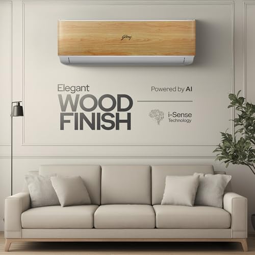 Image of Godrej 1.5 Ton 3 Star, 5 Years Comprehensive Warranty, AI Powered, 5-In-1 Convertible Cooling, 4 Way Air Swing, Wood Finish, Inverter Split AC (Copper, AC 1.5T SIC 18VTC3 WYB CYP, Cypress Wood)