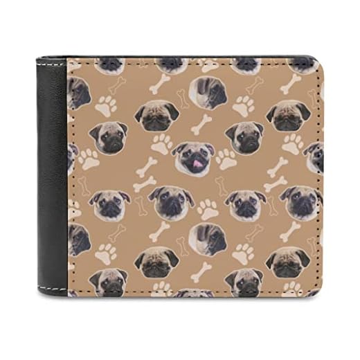 Mops läder plånbok minimalistisk läder passfodral för vuxen tonåring kort fodral anpassad present plånbok, flerfärgad, en storlek