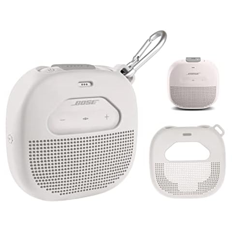 Feature Protective Case for Bose SoundLink Micro Bluetooth Speaker by WGear, Featured Design with mesh Pocket for Cable and Other Accessories, Elastic Strap to Secure Device (White Smoke) Cover