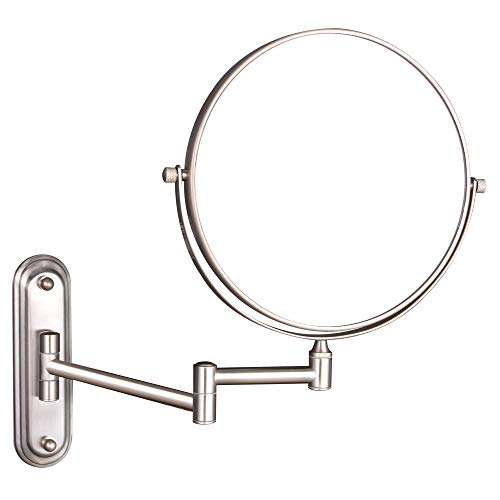 GURUN Wall Mount Magnifying Mirror Brushed Nickel Finish with 10x Magnification,8-Inch Two-Sided Swivel