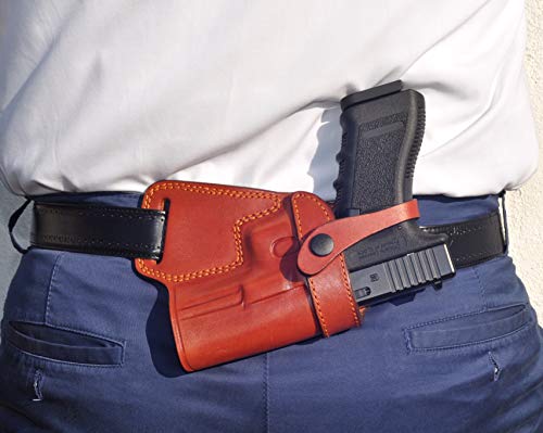 Ottoza Handmade Leather Gun Holster Glock (17/19/19X/23) Right Handed Glock 19 Holster Sob- Glock 19X Holster Sob - Glock 17 Holster Sob - Glock 23 Holster Sob Brown Full Grain Leather No:245