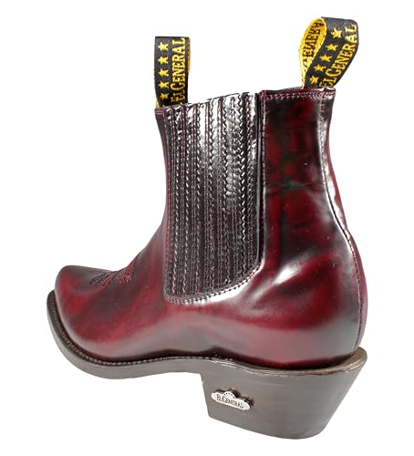 Men's Handmade Leather Dress Boots, Chameleon Pattern, Pointed Toe El General Wine Color4