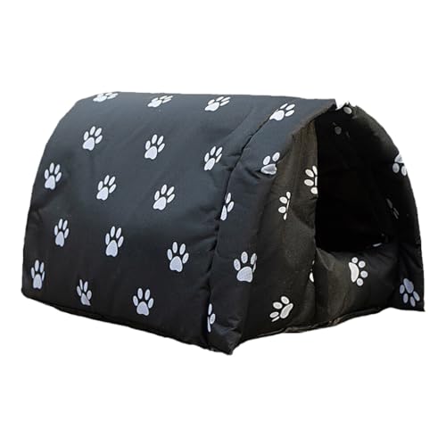 DSOUWEH Outdoor Haustierhaus für alle Rassen, warmes und Komfortables Haustier Katzenhaus, Polyester Bett für streunende Katzen, Katzenunterschlupf, Hundeunterkünfte, Schwarz, M