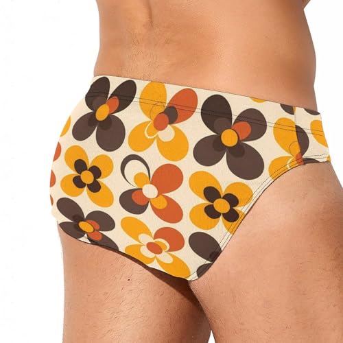 Seventies Geometric Vintage Pattern Flower Mens Swim Briefs Bikini Swimwear Print Beach Shorts Sexy Swimsuit3