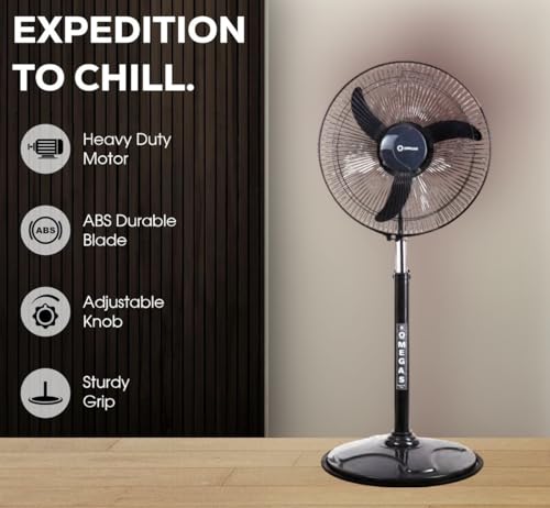 Image of Omega's Bullet fan 16 inch | Hi Speed | Aerodynamic Blades | Heavy Duty Motor | Sturdy Grip | 2400 RPM | Sweep:400 mm (Mettalic Grey)