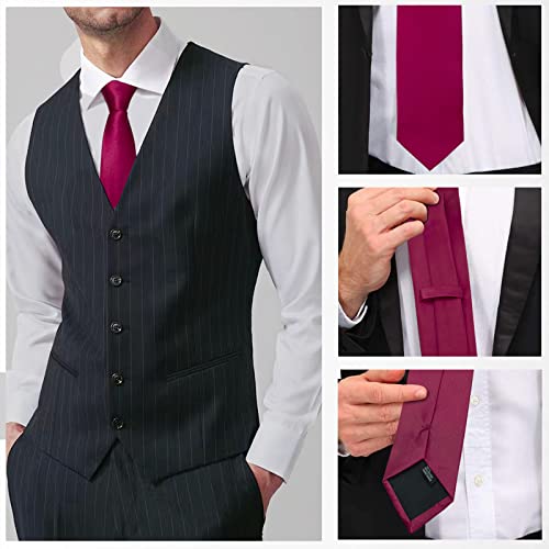 Image of Luckyvestir Mens Tie Solid Satin Neck Ties 3.15'' Formal Necktie for Wedding Business Christmas Father's Valentine's Day Gift