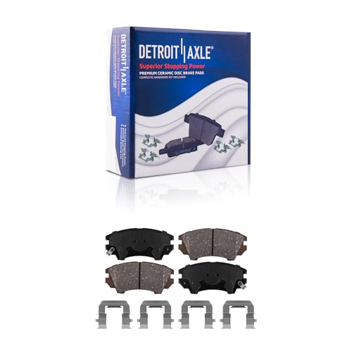 Image of Detroit Axle - Front Brake Pads for 2010-2015 Chevrolet Camaro, 2011-2017 Caprice, Ceramic Brake Pads w /Hardware 2012 2013 2014 Replacement