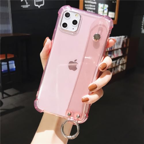 Coque iPhone 14 Plus transparente antichoc silicone cordon rose