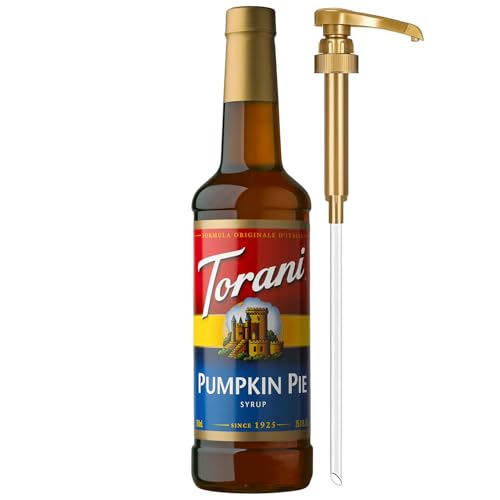 Image of Torani Coffee Syrup, Pumpkin Pie Flavored Syrup for Drinks, Pump Included, 25.4 Fl Oz