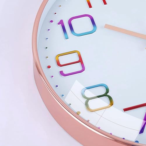 Image of TEKCOOL Plastic Digital Wall Clock 12 inch Silent Quartz Decorative Non-Ticking Classic Clock Battery Operated Round Easy to Read for Room /Home /Kitchen /Bedroom /Office /School- (Rainbow), White;
