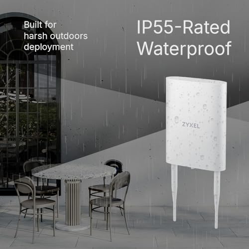 Image of Zyxel WiFi 7 Wireless Access Point | BE5100 | Outdoor IP55 Protection | 2.5Gb 4-Stream Dual-Radio | Smart Mesh MLO | PoE Injector Included | Nebula App /Cloud or Standalone | TAA Compliant | NWA55BE