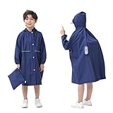 レインコート キッズ カッパ ランドセル 男の子 女の子 こども用レインポンチョ 子供合羽 雨具 防水 速乾 夜間反射 ツバ 収納袋付き レインウェア 梅雨 豪雨 自転車 通学 キャンプ アウトドア ネイビー XLサイズ