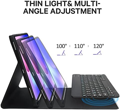 SENGBIRCH iPad Pro 11 Case with Keyboard, iPad Air 5th Generation Case with Keyboard, Detachable - Pencil Holder - Flip Stand Cover iPad Air 5th/4th Gen 10.9 Keyboard, iPad Pro 11 Keyboard, Black