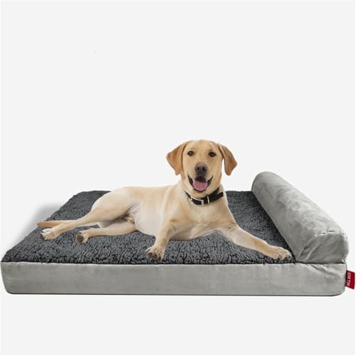 大型犬ベッド低反発、通気性が良く、防水、耐裂性が高い大型犬ベッド、洗濯可能なカバーを外して滑り止め中型犬が年間を通して使用できる犬ベッドが破損しない犬箱 (L)