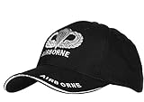  Fostex Casquette Noire Type Baseball REGLABLE Brode Parachute avec Aile US Airborne 215162 Airsoft Armee MILTAIRE US AIR Force
