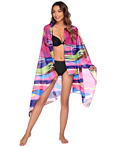 Image of Ekouaer Women Sarong Swimsuit Coverups Chiffon Long Bikini Wraps Sheer Beach Bathing Suit Cover Up