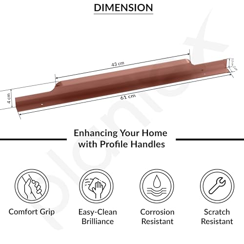 Image of Plantex Profile Handle for Kitchen Cabinet /24 Inch Aluminium Drawer Profile Handle /Wardrobe Pull Handle for Home /Office /Hotel - Pack of 3 (Rose Gold)