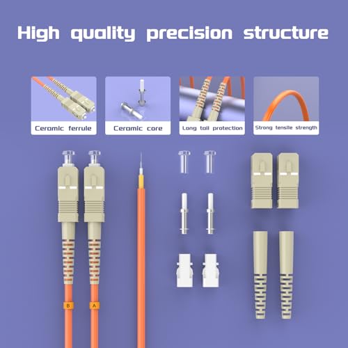 Image of 0.6Meter 2ft SC /UPC-ST /UPC Multi-Mode Fiber Optic Cable SC to ST OM1 Jumper Optical Patch Cord Duplex 62.5 /125um Orange SC-ST